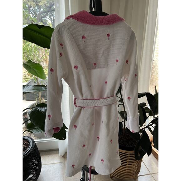 Lilly Pulitzer Bathrobe Womens Small White Pink Palm Trees Girl Cutesy - Picture 7 of 10